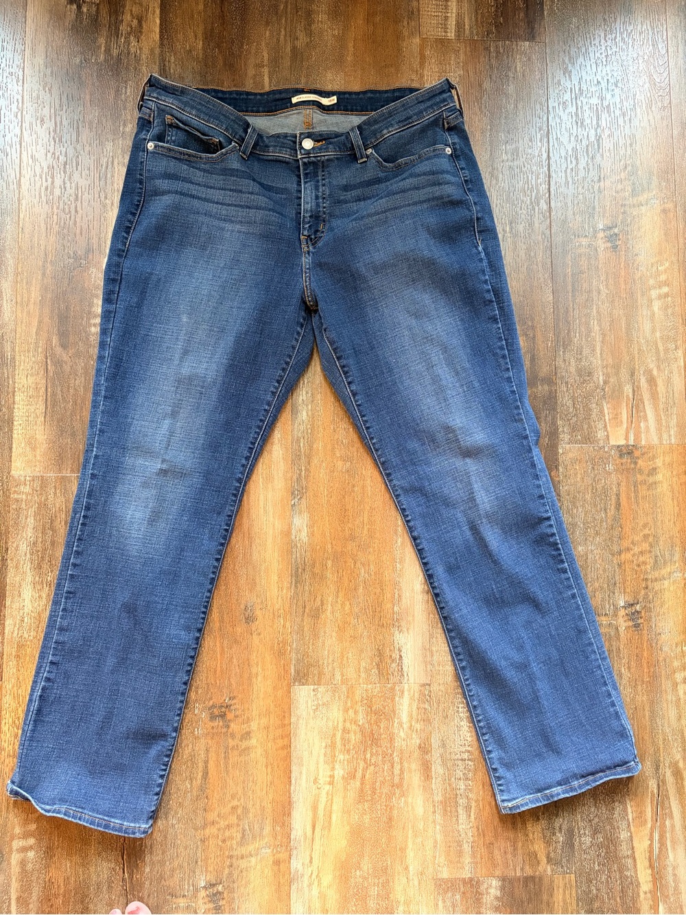 Levi’s 414 Women’s Plus Straight Jeans Dark Wash Blue Stretch Denim Size 18W